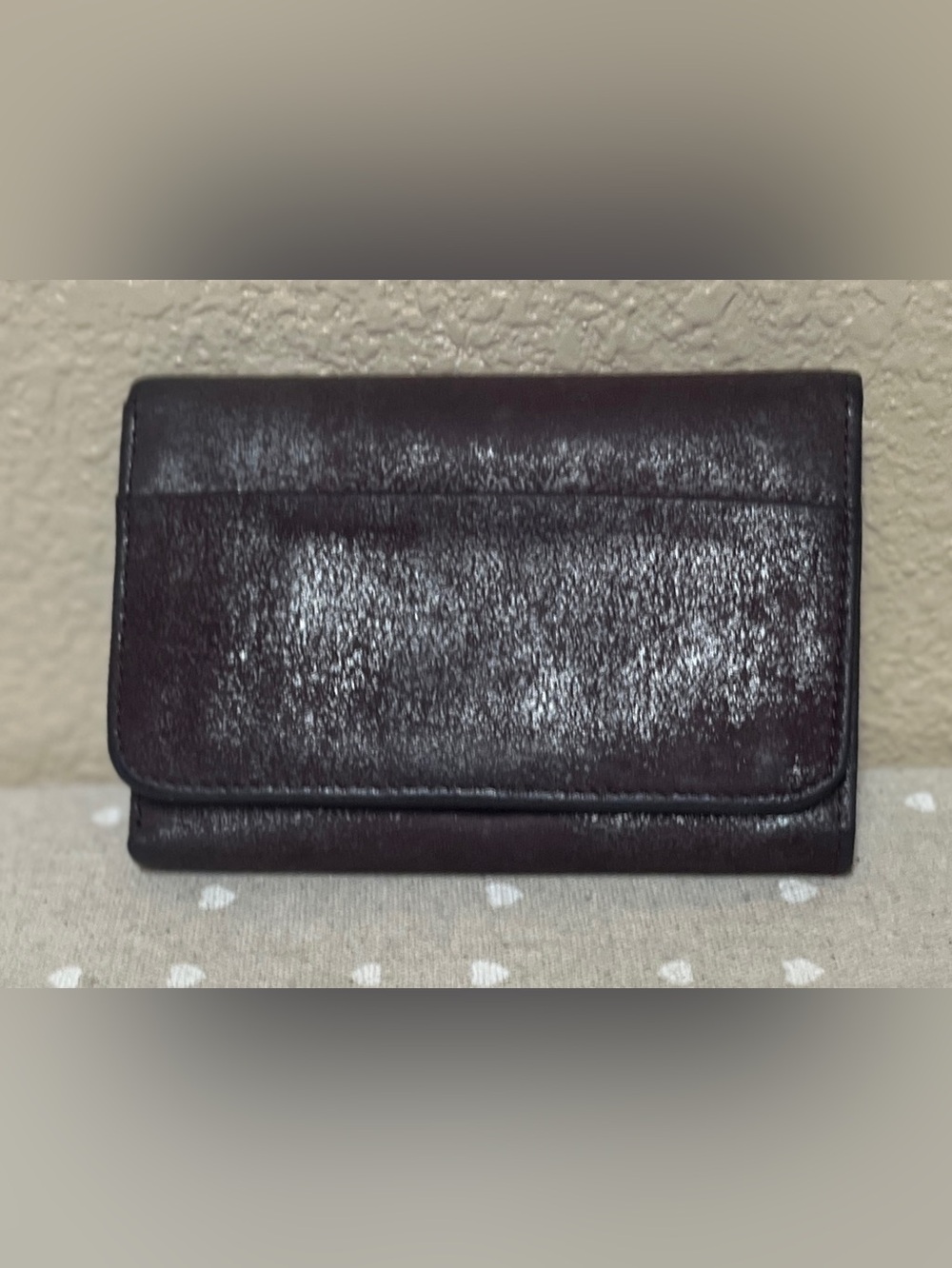 HOBO Plum Graphite Jill Leather Trifold Wallet